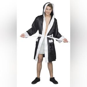 Black and White Satin Boxing Robe Halloween Costume Size One Size
